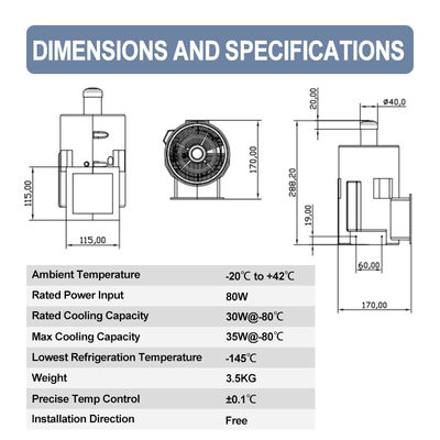 Stirling Technology Cooling System Cooler Super Cooling -130C Free Piston Cooler